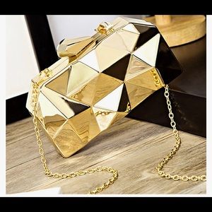 🔥 Women Lattice Pattern Metal Handbag Chain Geometric Evening Clutch Purse